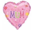 Love You Mum Pink Heart Balloon. Mothers Day Balloons In A Box.