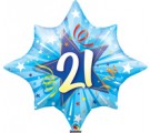 21st Birthday Shining Star Blue Balloon. 21st Birthday Balloons.