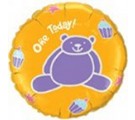 One Today! Teddy & Cakes. Birthday balloons.